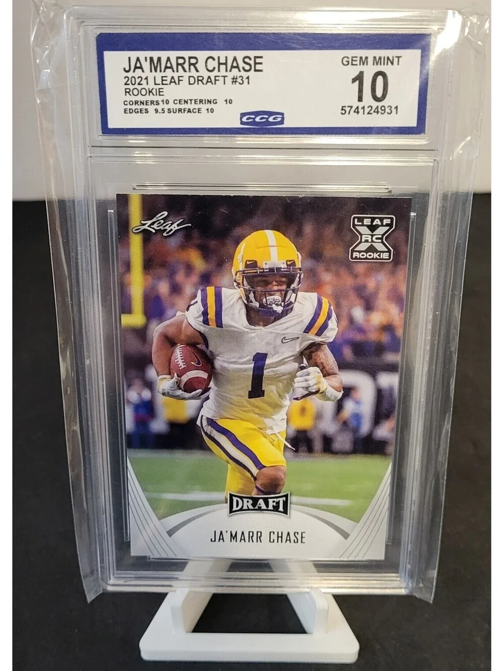 Ja'Marr Chase 2021 Leaf Draft #31 Rookie Graded Gem Mint 10 CCG